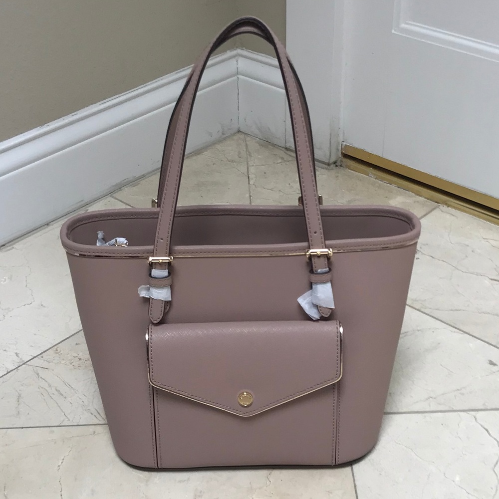 NWT Michael Kors Saffiano Frame Pink Md Tote $228